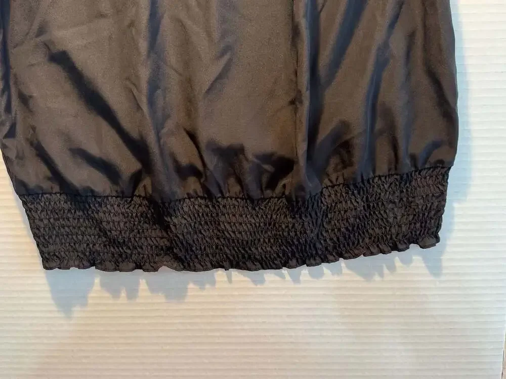 Michael Kors Sleeveless Cowl Neck Top with Smocked Waistband in Black